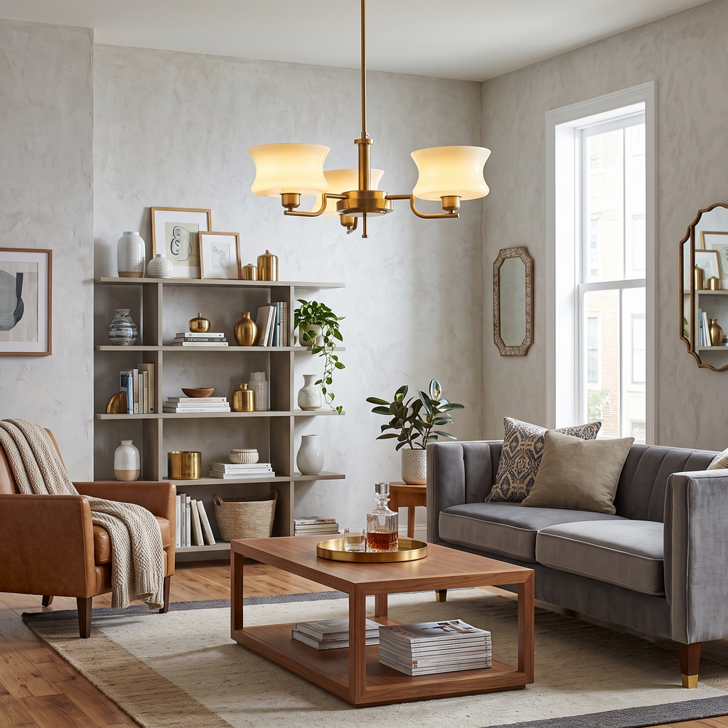 Metal and Glass Tiered Chandelier