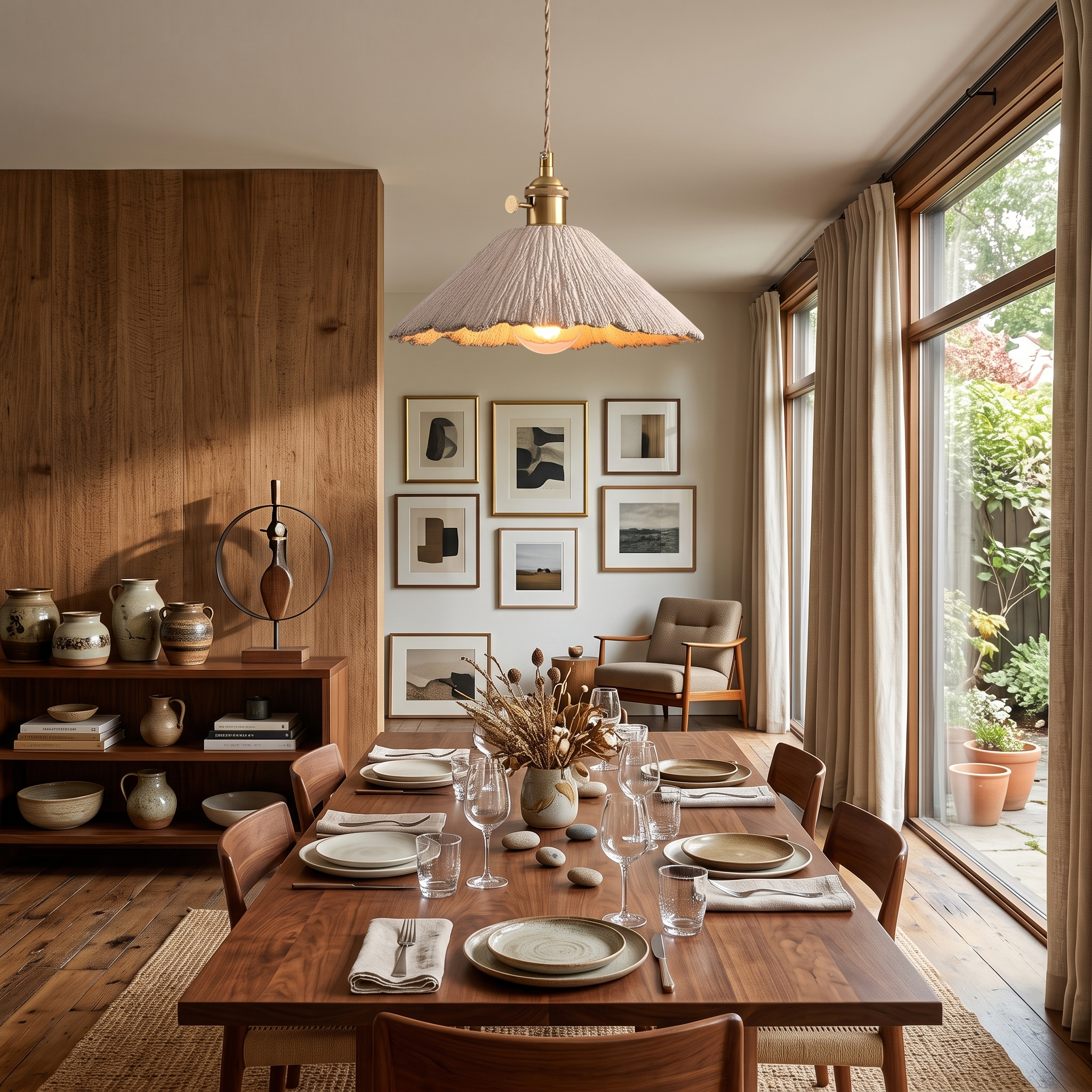 Microcement Wavy Pendant Light