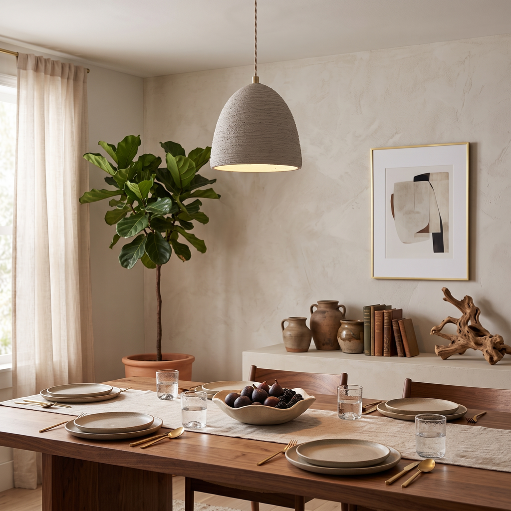 Microcement Wavy Pendant Light