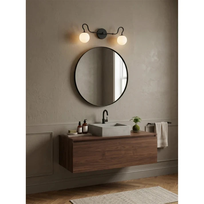 Modern 2-Light Globe Vanity Light Over Bathroom Mirror