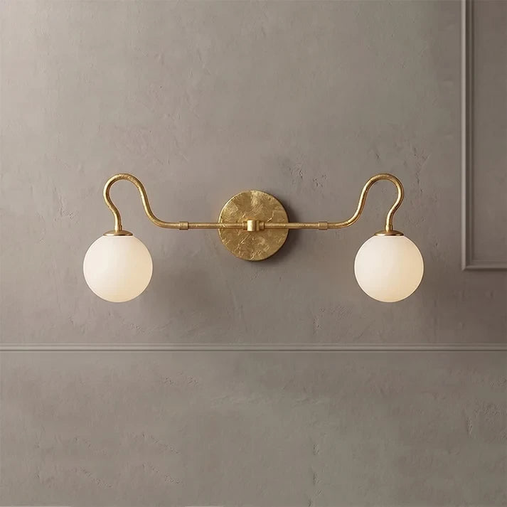 Illuminated Modern 2-Light Globe Vanity Light with White Glass Shades