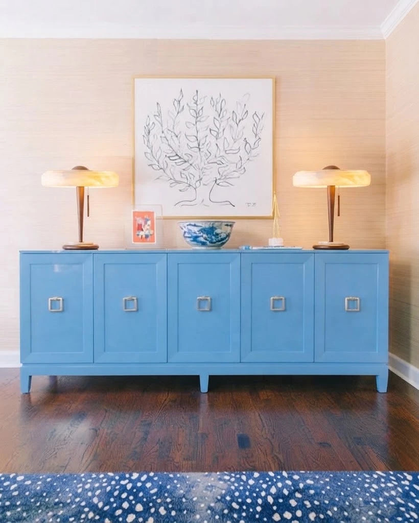 Modern Alabaster Ring Table Lamp in Contemporary Foyer Space