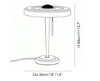Modern Wood and Alabaster Ring Table Lamp Line Art Dimension Diagram