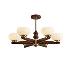 Modern Wood and Pleated Glass Semi-Flush Mount Ceiling Light with Brass Accents on Pure White Background