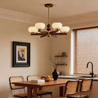 Modern Pleated Glass Chandelier in Dining Room Interior