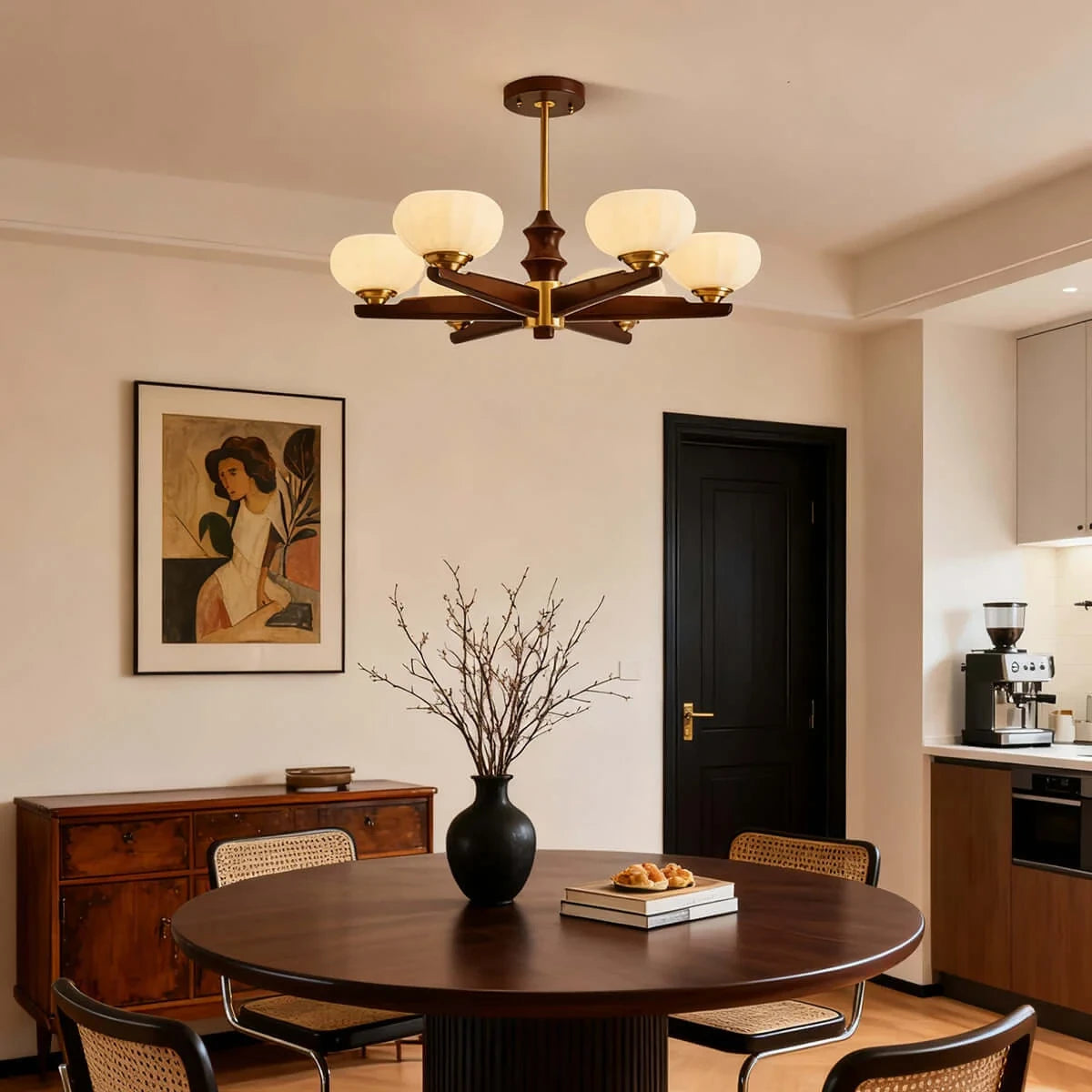 Modern Wood Ceiling Light in Entryway Foyer