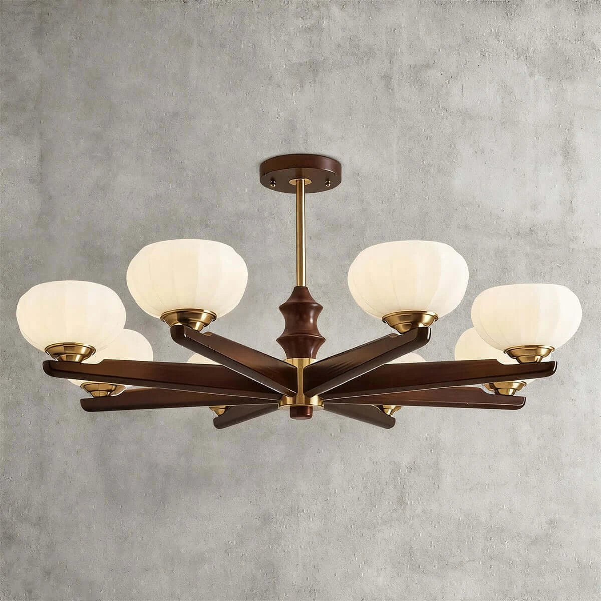 Illuminated Modern Pleated Glass Chandelier Studio Display
