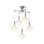 Modern Multi-Light Diamond Faceted Art Glass Chandelier with Brushed Nickel Canopy on Pure White Background