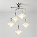 Illuminated Modern Multi-Light Diamond Faceted Art Glass Chandelier Studio Shot