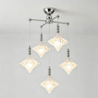 Illuminated Modern Multi-Light Diamond Faceted Art Glass Chandelier Studio Shot
