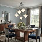 Modern Multi-Light Art Glass Chandelier Over Dining Room Table