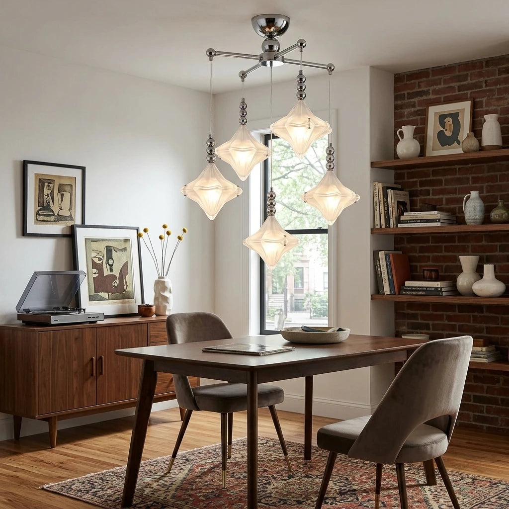 Modern Art Glass Pendant Light in Contemporary Dining Area