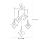 Modern Multi-Light Diamond Faceted Art Glass Chandelier Line Art Dimension Diagram