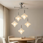 Modern Multi-Light Art Glass Chandelier Over Dining Table