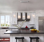 Modern Linear Glass Pendant Light Over Kitchen Island