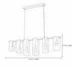 Modern Linear Glass Chandelier Line Art Dimension Diagram