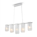 Front View of Modern Linear Glass Chandelier Studio Display