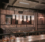 Modern Linear Glass Chandelier in Bar and Lounge Interior