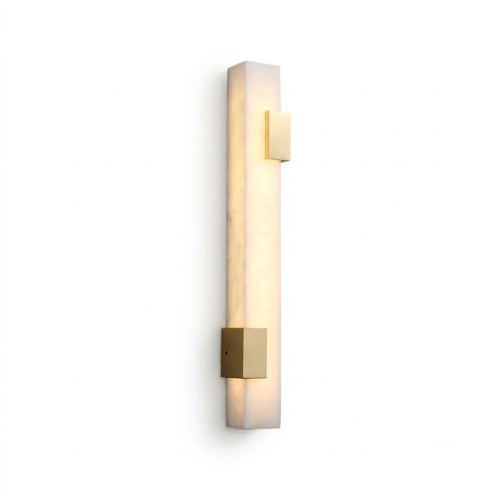 Modern Linear Alabaster Wall Sconce with Brass Accent