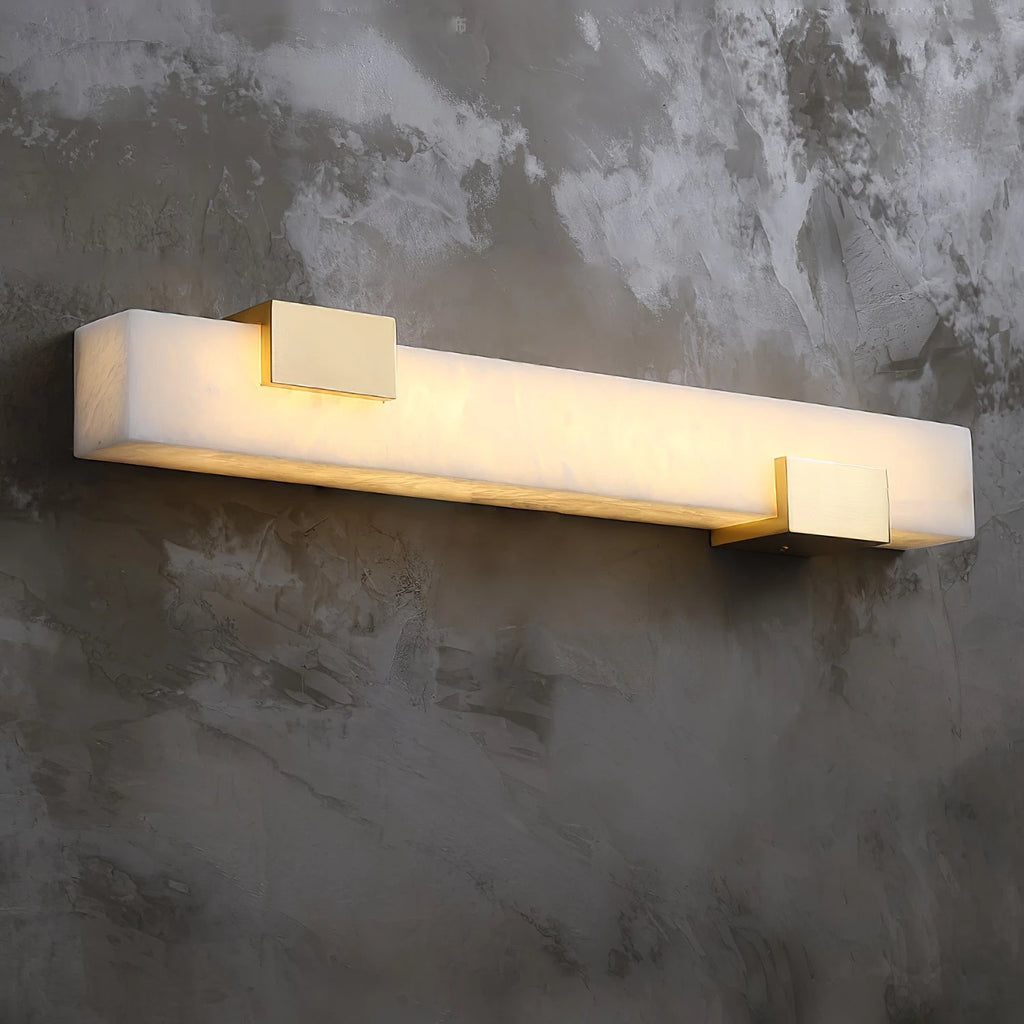 Warm Glowing Horizontal Alabaster Wall Sconce Detail