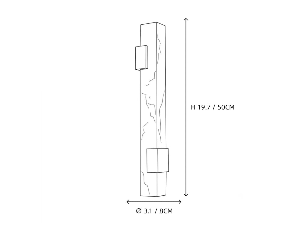 Linear Alabaster Wall Sconce Dimension Line Art Diagram