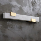 Horizontal Brass Alabaster Sconce on Concrete Wall