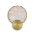 Modern Round Alabaster Wall Sconce with Brass Disc Accent