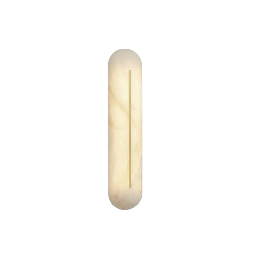 Modern Oval Capsule Alabaster LED Wall Sconce on White Background
