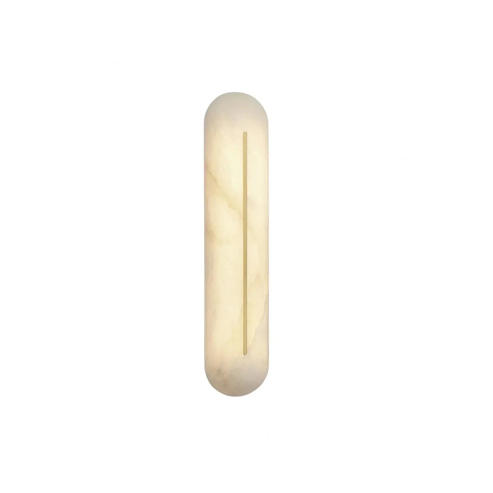 Modern Oval Capsule Alabaster LED Wall Sconce on White Background