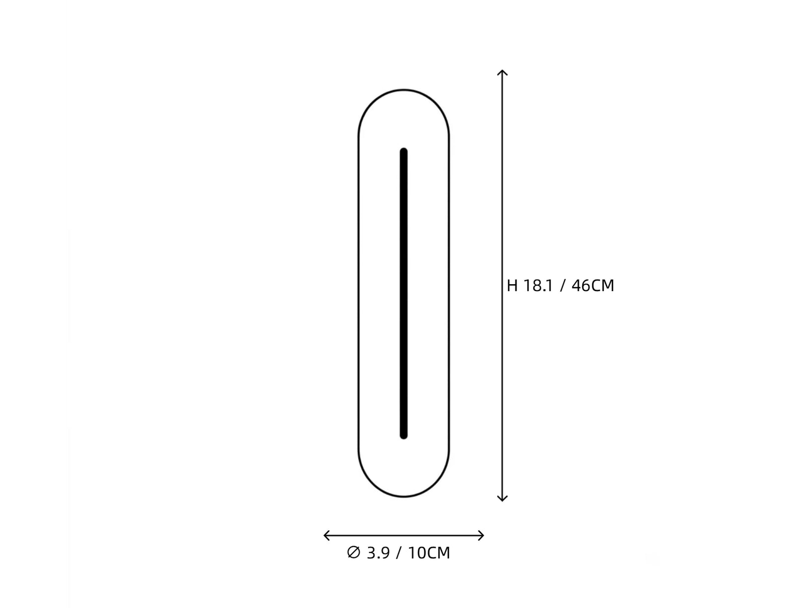 Capsule Alabaster LED Strip Sconce Line Art Dimension Diagram