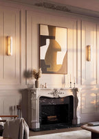 Pair of Modern Alabaster Wall Sconces Flanking Fireplace