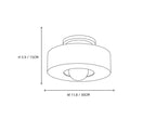 Modern Metal Drum Flush Mount Ceiling Light Line Art Dimension Diagram