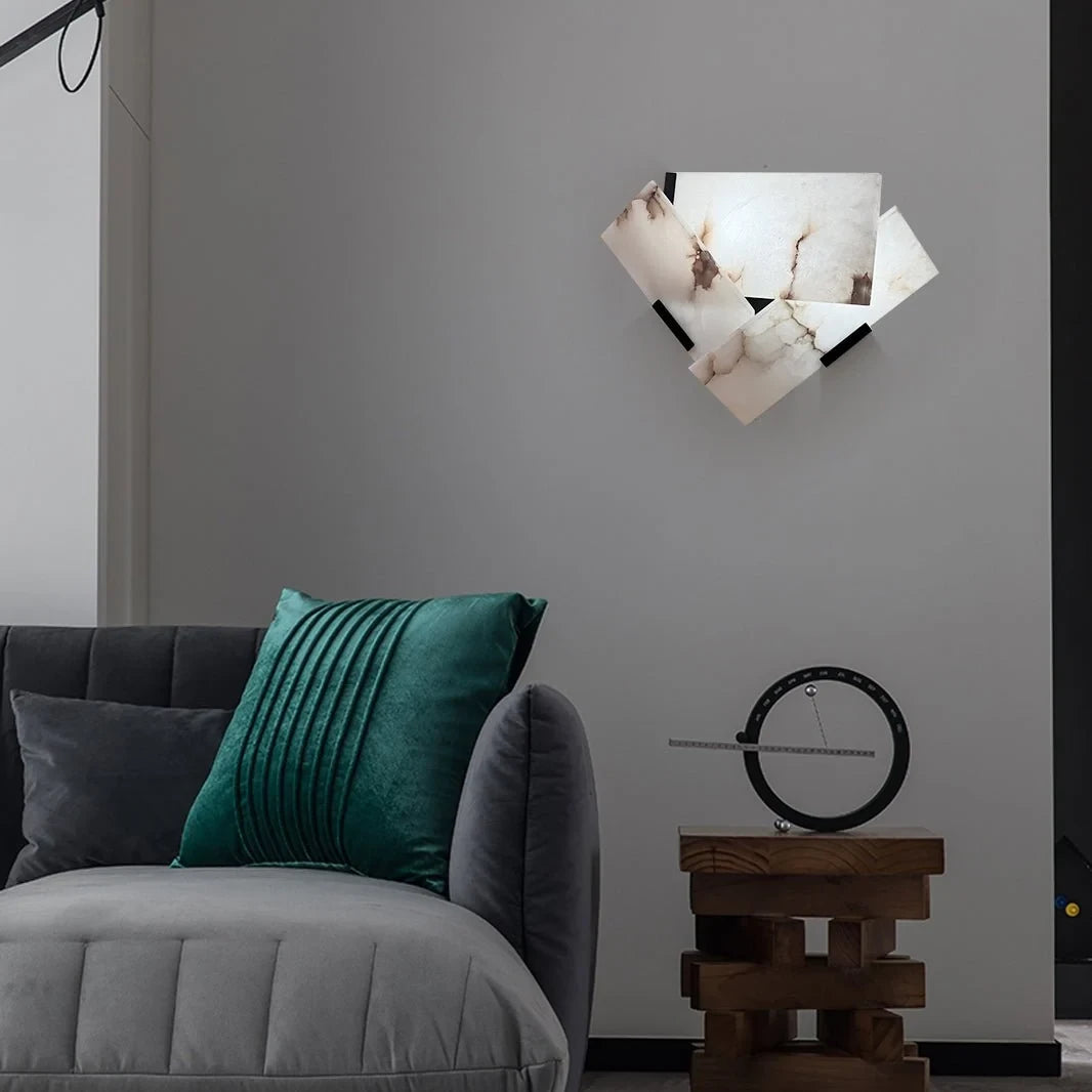 Geometric Alabaster Sconce Lighting Modern Sofa Corner