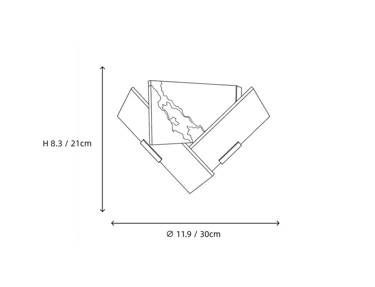 Origami Alabaster Wall Light Technical Specification Drawing