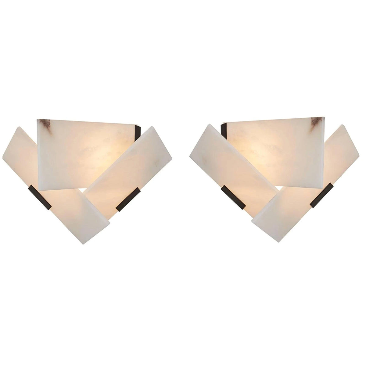 Pair of Geometric Origami Alabaster Wall Sconces Product Shot