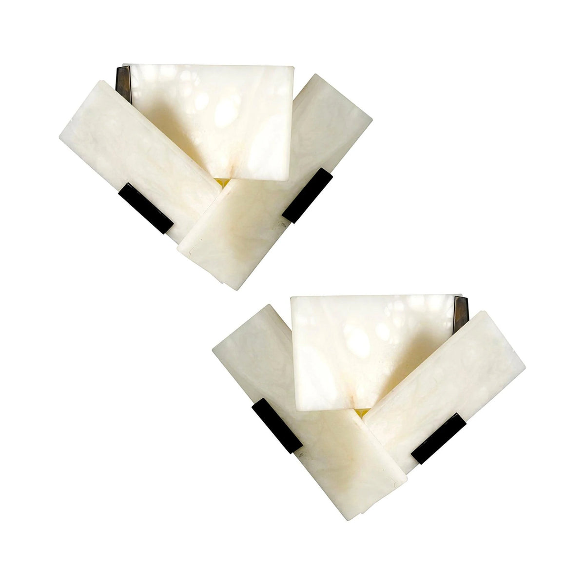 Two Origami Alabaster Wall Lights Displayed Together