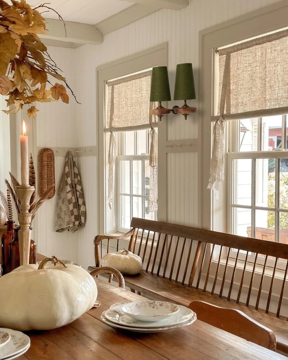 Traditional Fabric Wall Sconce in Dining Area