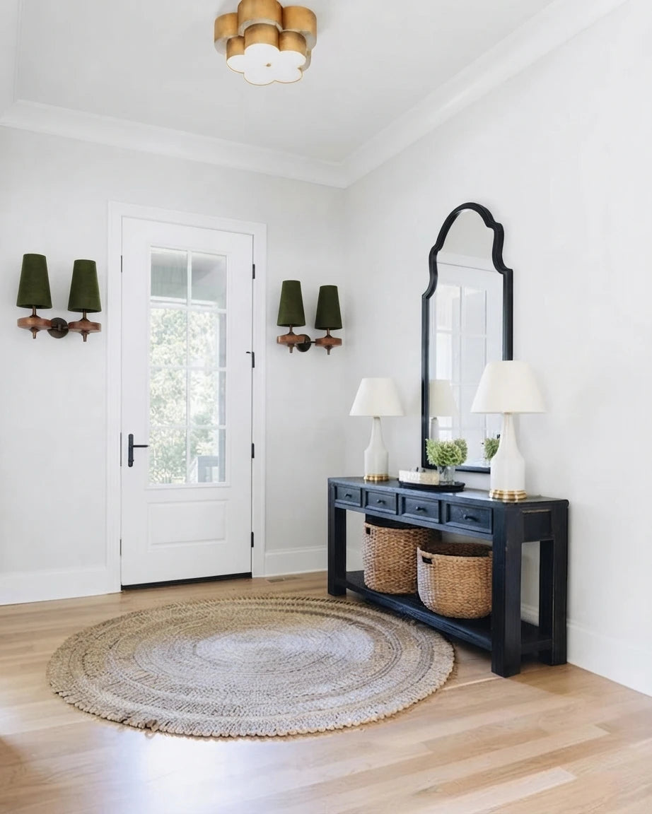 Modern Wood Wall Sconces in Entryway Foyer