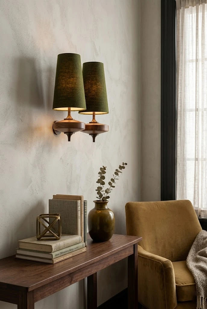 Modern Fabric Cone Wall Sconce in Living Space