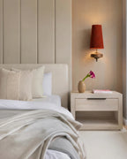 Modern Fabric Cone Wall Sconce in Master Bedroom Setting
