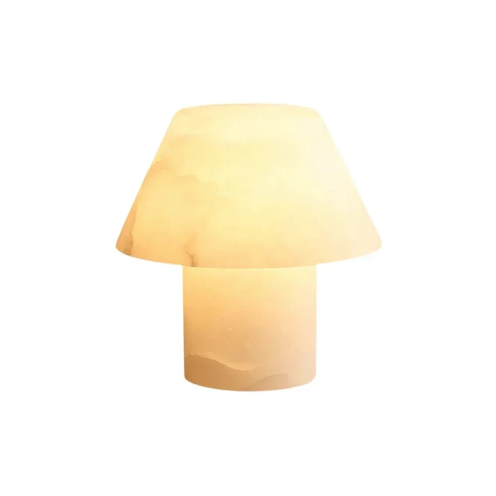 Modern Alabaster Mushroom Accent Table Lamp on Pure White Background