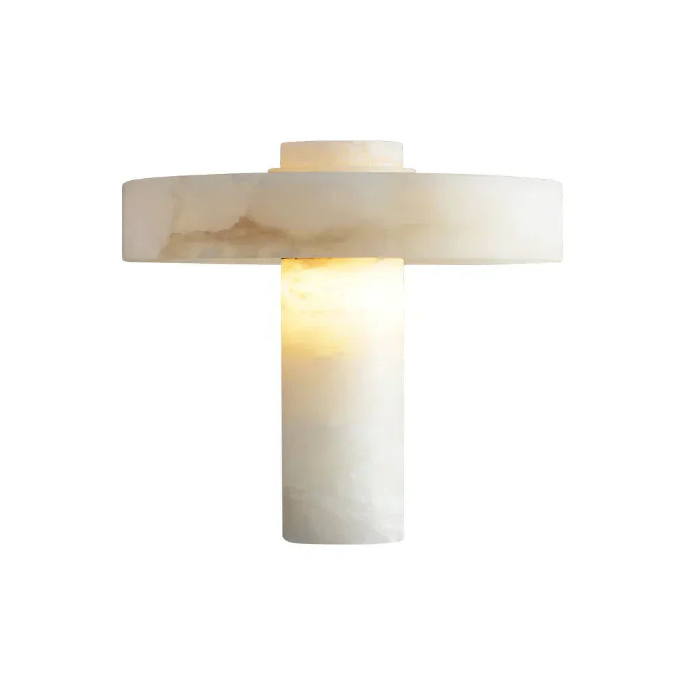 Modern Alabaster Mushroom Accent Table Lamp on Pure White Background