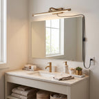 Modern Brass Vanity Light Over Bathroom Mirror