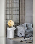 Modern Alabaster Sphere Table Lamp in Bright Sitting Area