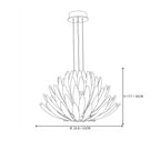 Modern Cascading Feather Art Glass Chandelier Style B Line Art Dimension Diagram