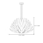 Modern Cascading Feather Art Glass Chandelier Style C Line Art Dimension Diagram