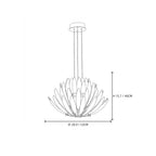 Modern Cascading Feather Art Glass Chandelier Style A Line Art Dimension Diagram
