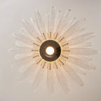 Bottom Up View of Illuminated Modern Feather Art Glass Chandelier