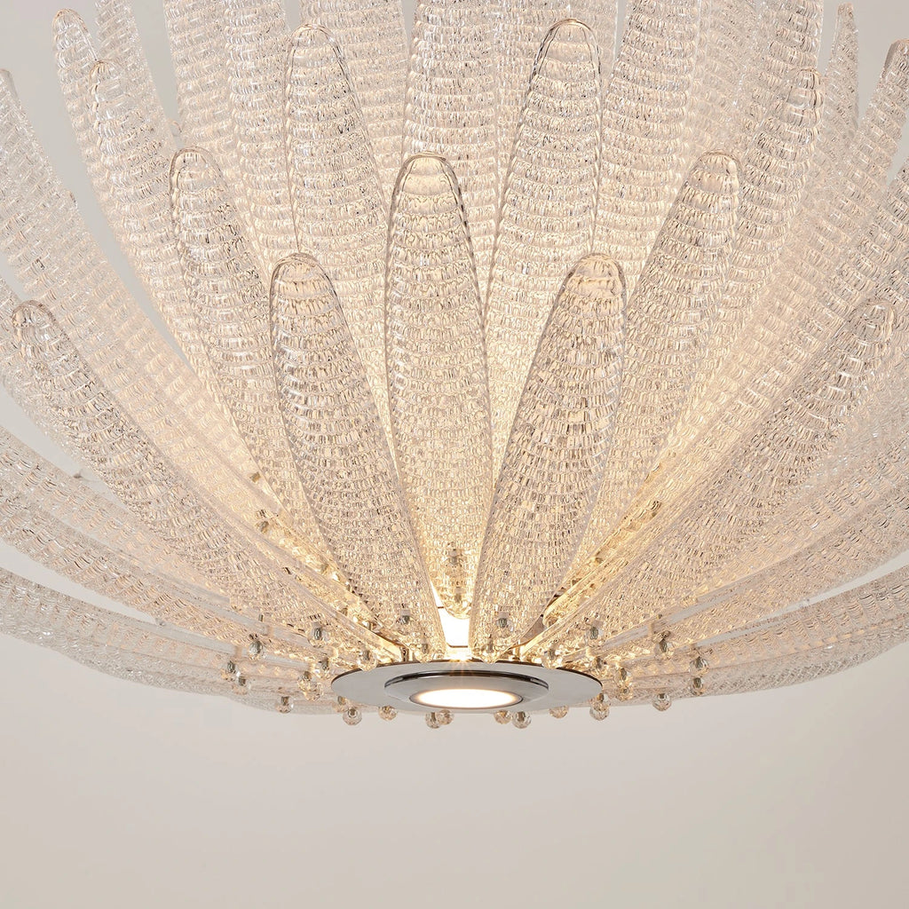 Close Up View of Feather Art Glass Petals and Internal Lighting
