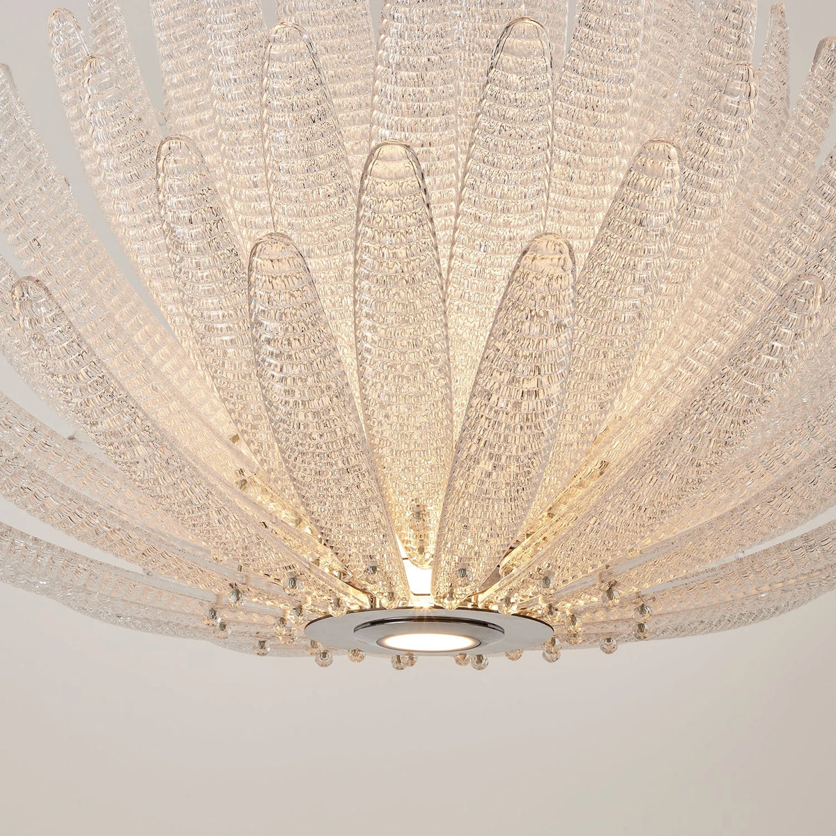 Close Up View of Feather Art Glass Petals and Internal Lighting